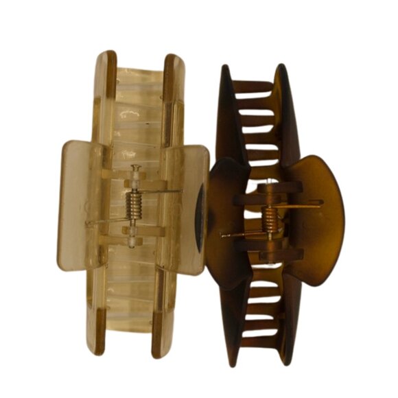 Set of 2 Hair Claw Clips – Tortoise & Clear – Strong Grip – Perfect Holiday Gift - Picture 2 of 5